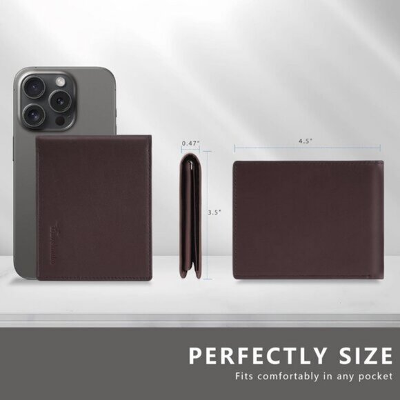 ⚡Travelambo Men Oil Wax Ochre Genuine Leather Handmade Bifold Stylish Wallets - Picture 6 of 9